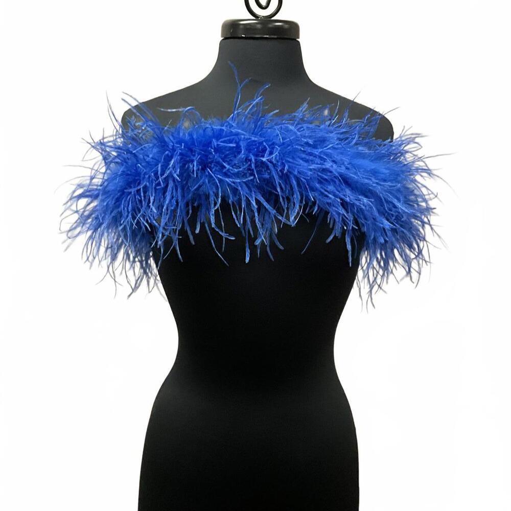 Feather Wrap Evening Wrap Shawl Royal Blue NWT